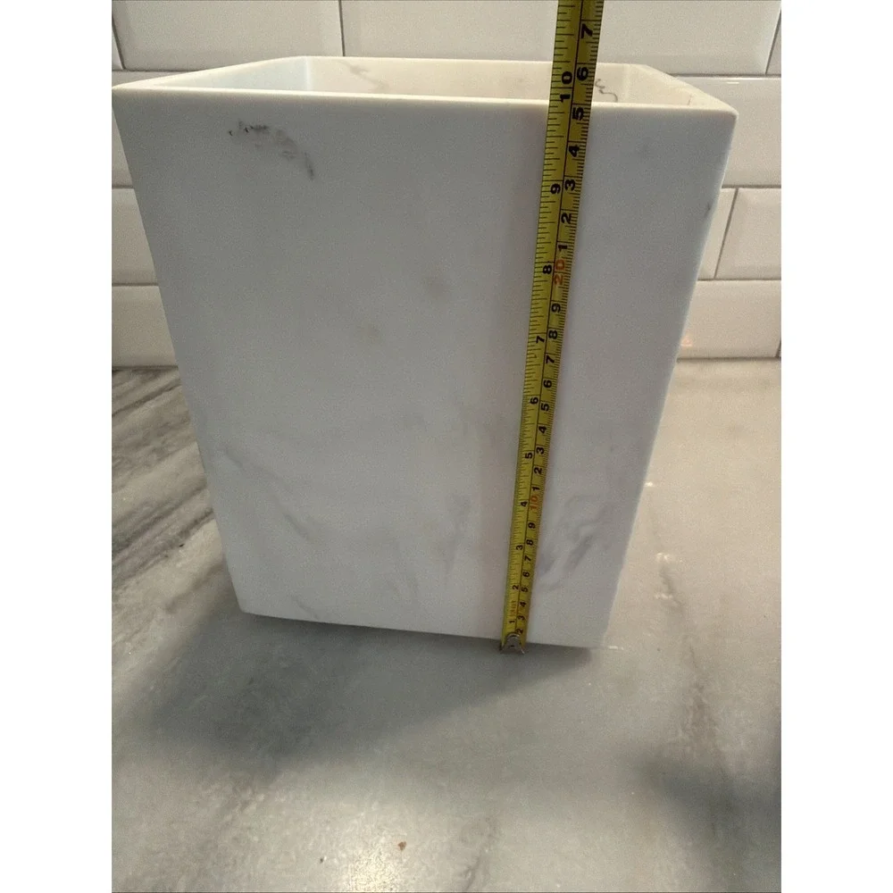 Kassatex Marmol Bathroom Waste Basket Marble Look Heavy 995